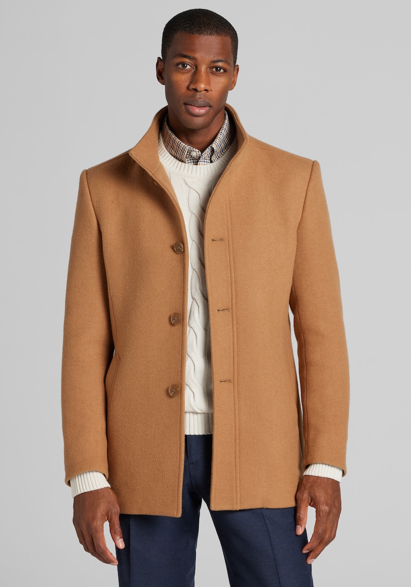 Men's Jos. A. Bank Tailored Fit Roma Car Coat at Jos. A. Bank, Camel/Tan, Size Medium - Outerwear