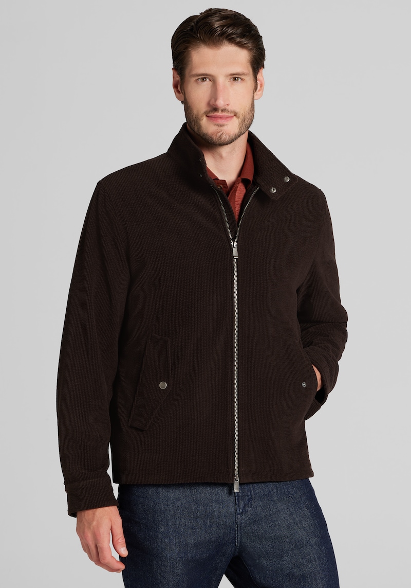 Men's Big & Tall Jos. A. Bank Tailored Fit Corduroy Bomber Jacket at Jos. A. Bank, Brown