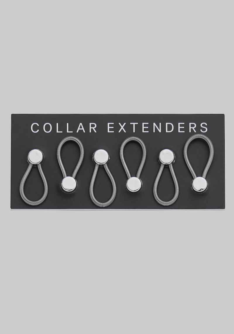 JoS. A. Bank Men's Collar Extenders, Set of 6, Metal Silver, One Size