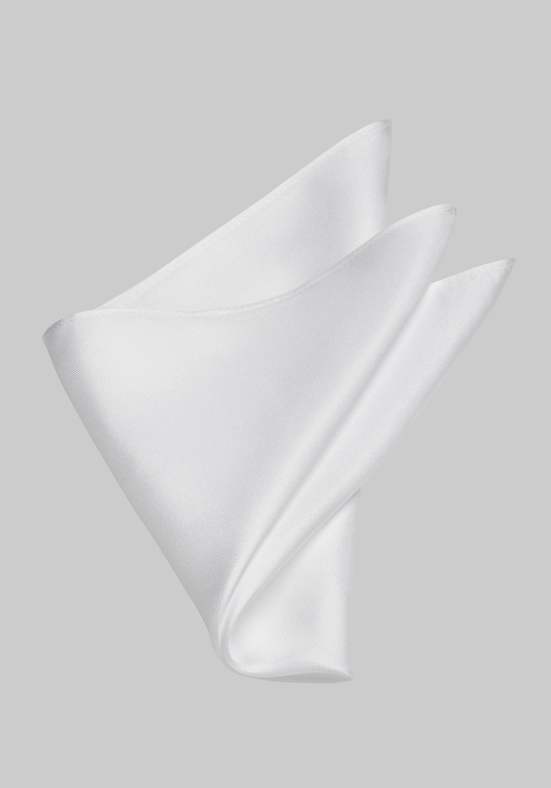 JoS. A. Bank Men's Solid Silk Pocket Square, White, One Size