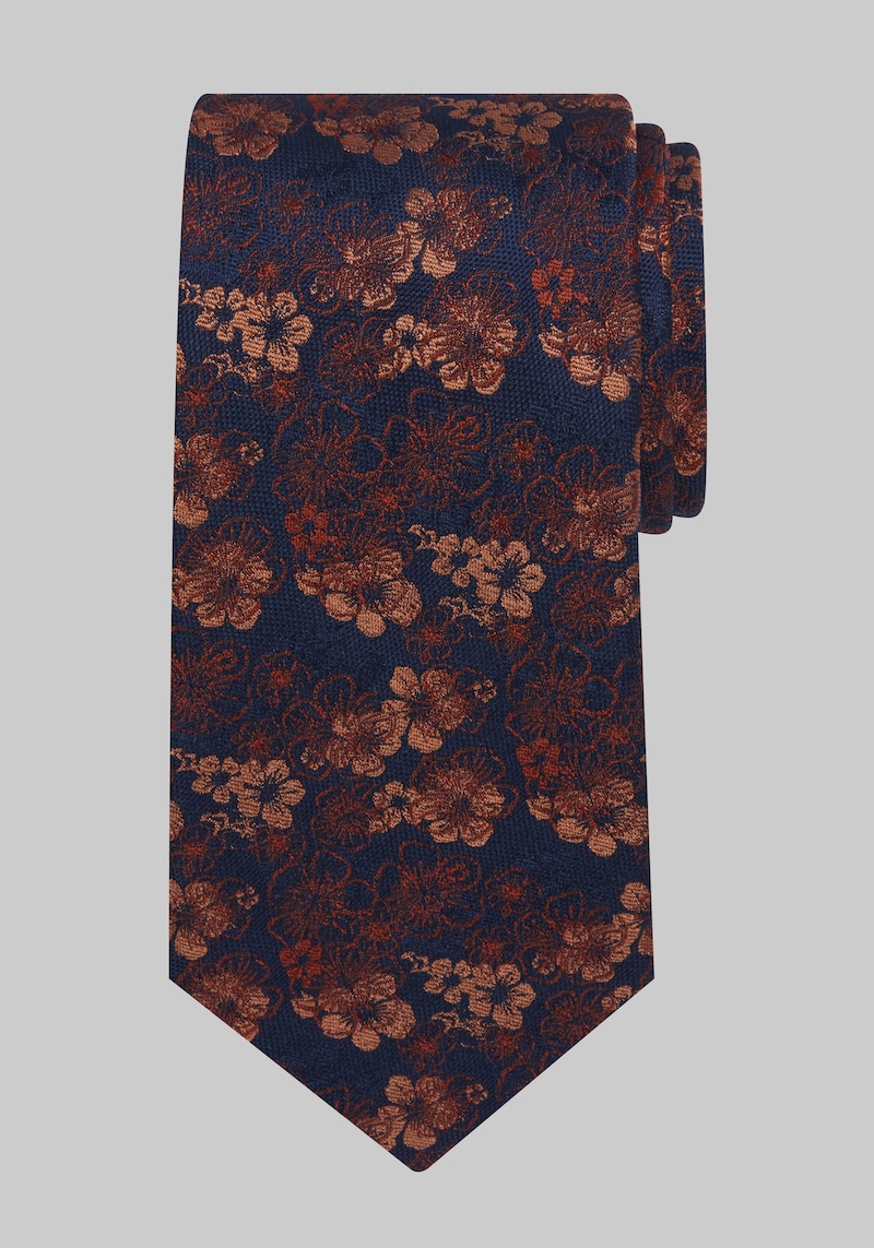 Men's Reserve Collection Filetto Floral Tie, Orange, One Size