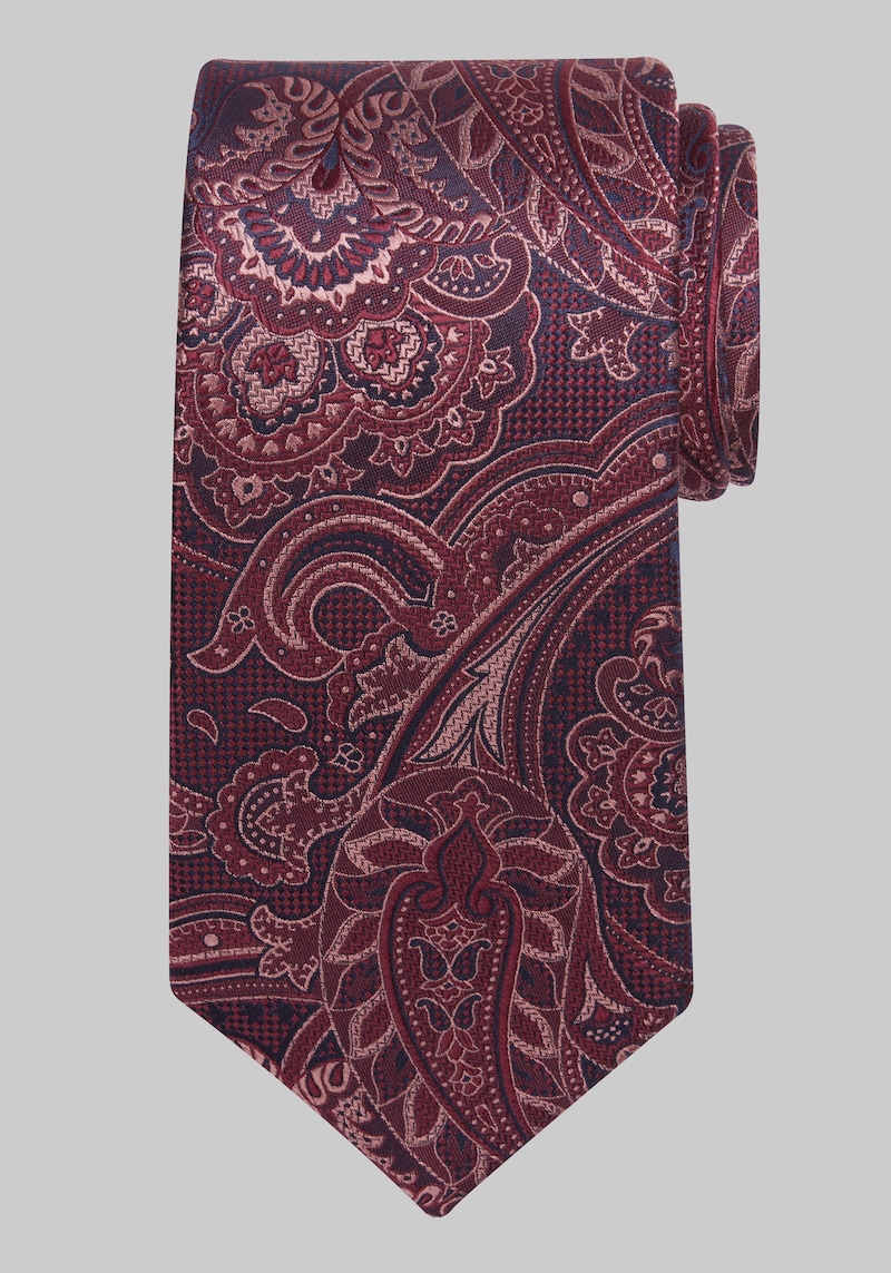 Men's Reserve Collection Paisley Tie, Berry, One Size