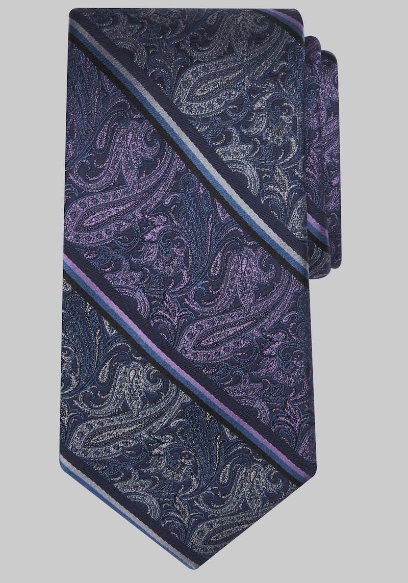 Men's Reserve Collection Paisley Stripe Tie, Purple, One Size