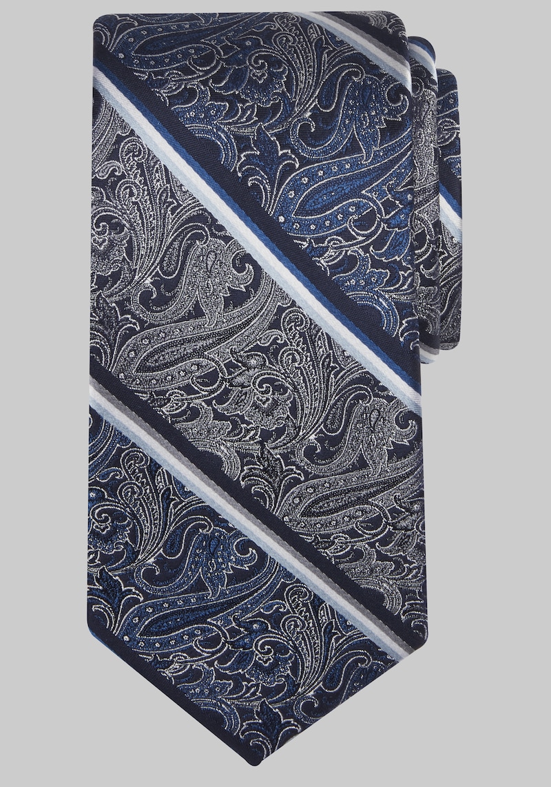 Men's Reserve Collection Paisley Stripe Tie, Navy, One Size