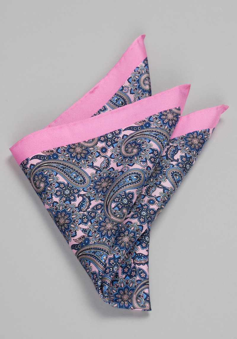 Men's Jos. A. Bank Floral Paisley Pocket Square at Jos. A. Bank, Pink/Blue, 