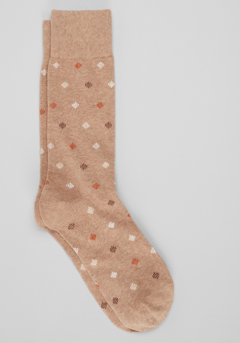 Men's Jos. A. Bank Textured Dots Socks at Jos. A. Bank, Tan Heather, Size Mid Calf