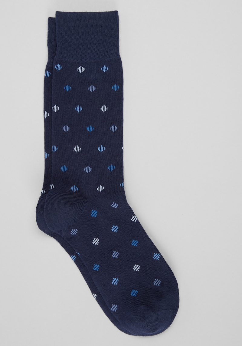 Men's Big & Tall Jos. A. Bank Textured Dots Socks at Jos. A. Bank, Blue/Xavier Navy, Size Mid Calf King