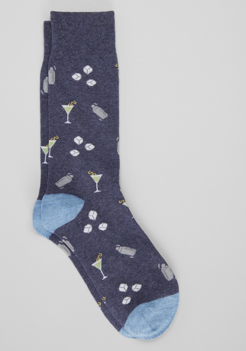 Men's Jos. A. Bank Drink Socks at Jos. A. Bank, Blue/Dk Denim Heather, Size Mid Calf