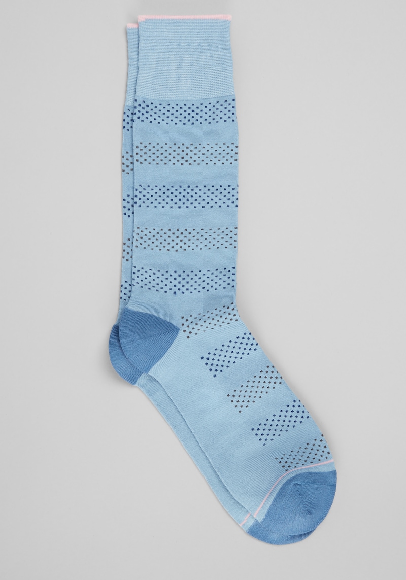 Men's Jos. A. Bank Dotted Stripes Socks at Jos. A. Bank, Blue, Size Mid Calf