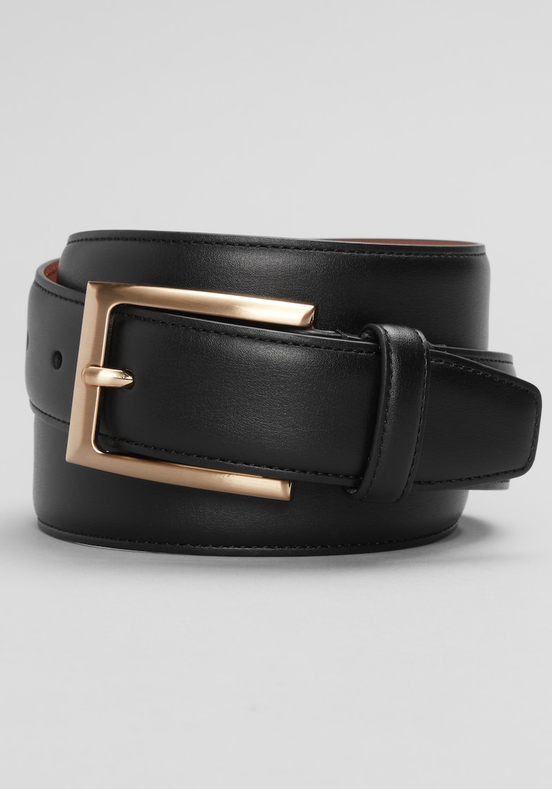 Men's 1905 Collection Feather Edge Stitched Leather Belt at Jos. A. Bank, Black, Size 40