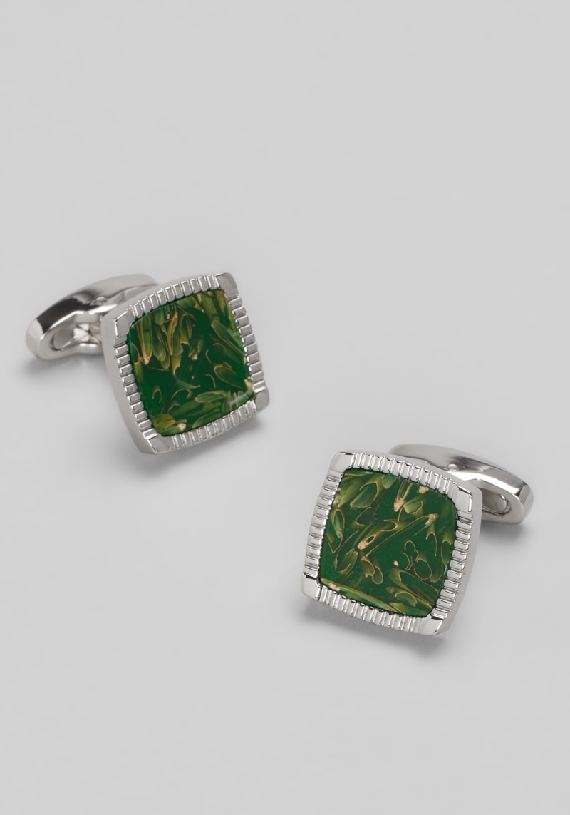Men's Joseph A. Bank Square Multicolor Stone Cufflinks at Jos. A. Bank, Silver/Green,