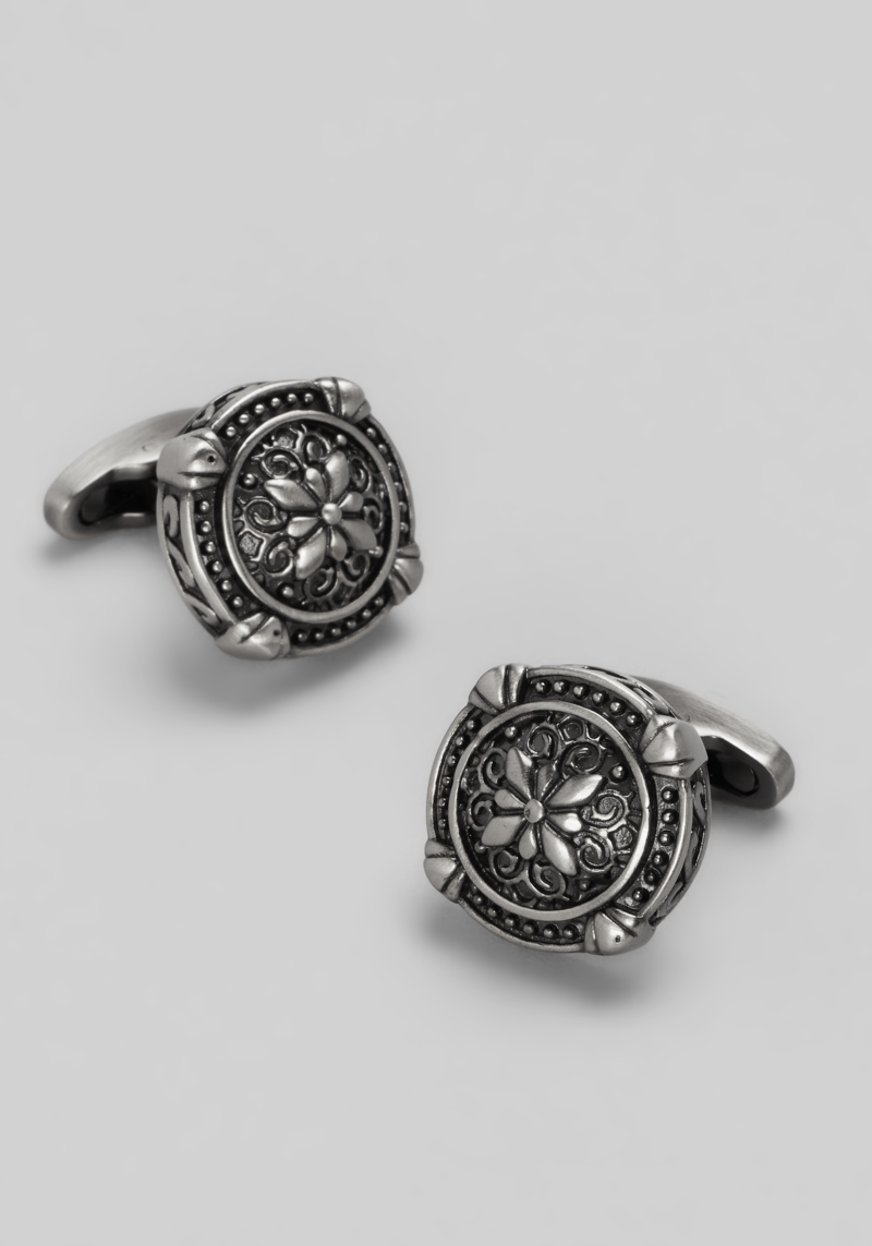 Men's Jos. A. Bank Round Antique Floral Cufflinks at Jos. A. Bank, Gunmetal/Metals/Silver, Size One