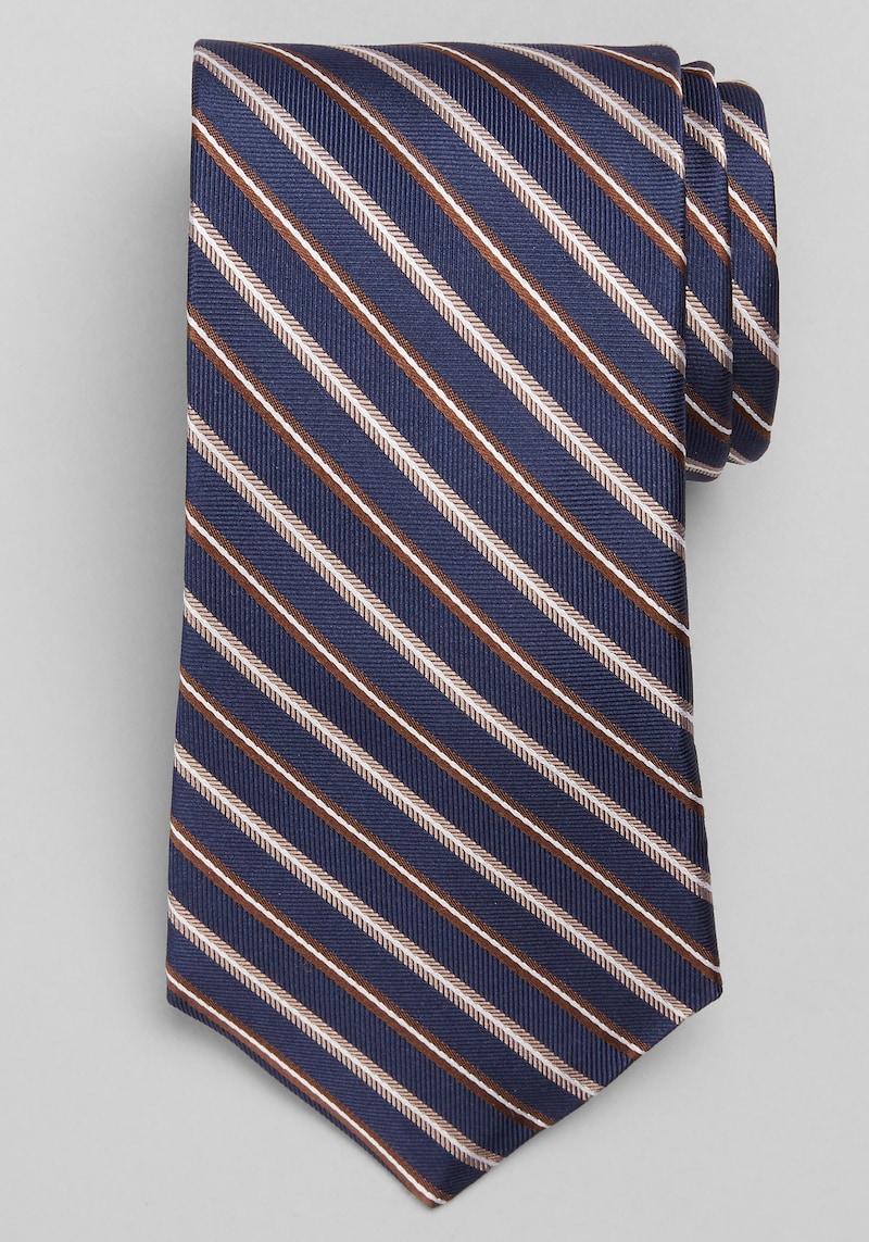 Men's Traveler Collection Chevron Satin Stripe Tie at Jos. A. Bank, Navy/Brown, Size One