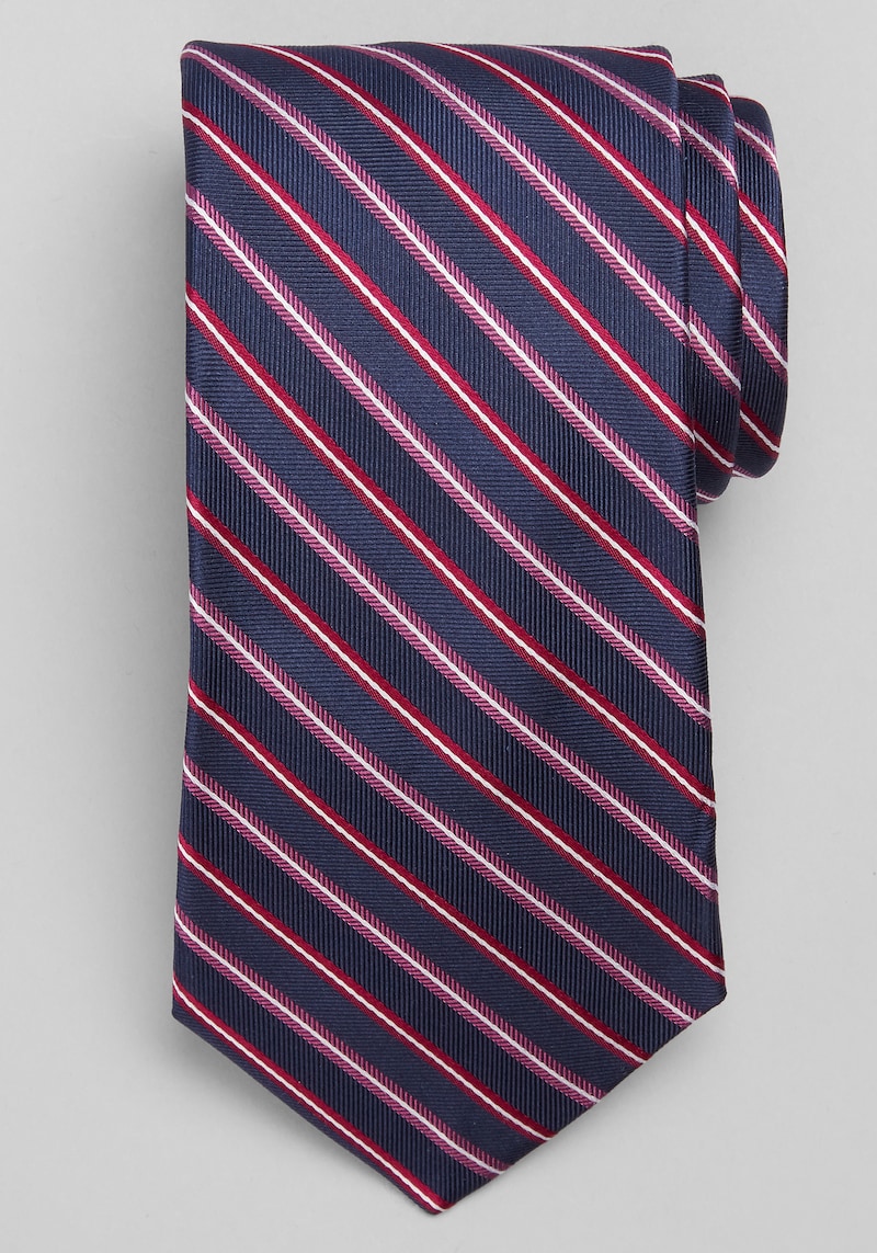Men's Traveler Collection Chevron Satin Stripe Tie at Jos. A. Bank, Fuchsia/Navy/Pink, Size One