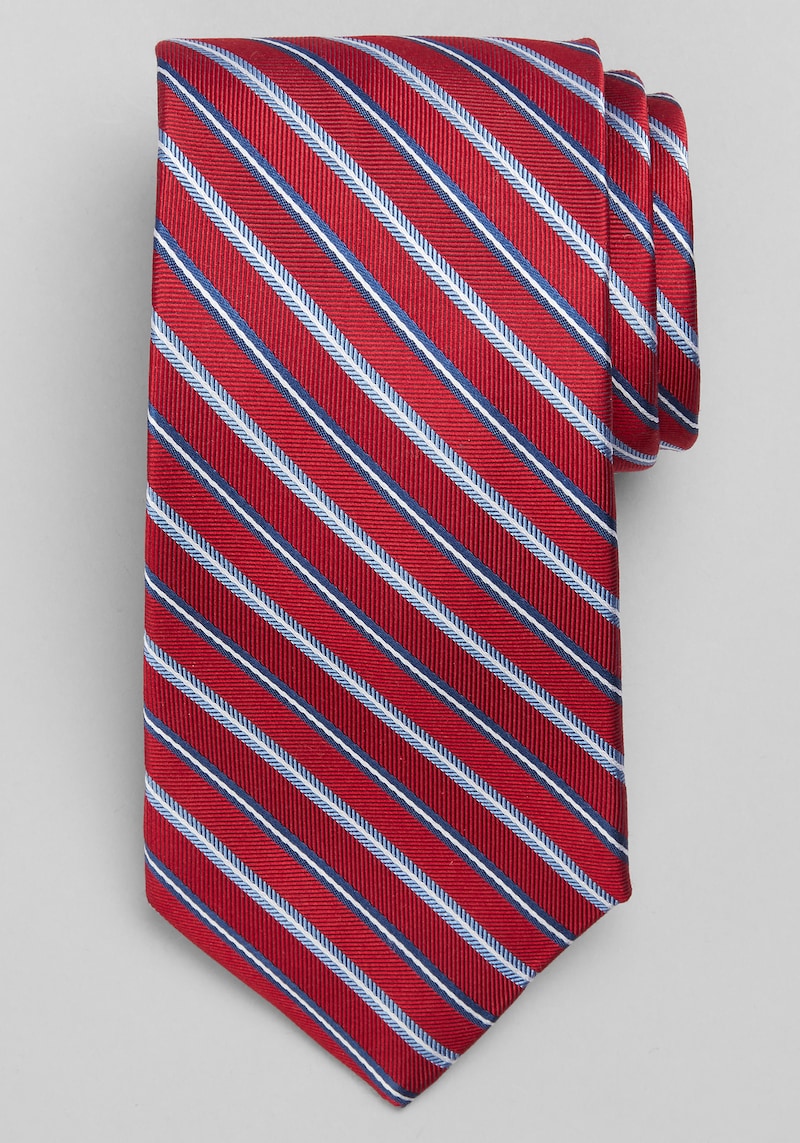 Men's Traveler Collection Chevron Satin Stripe Tie at Jos. A. Bank, Red, Size One
