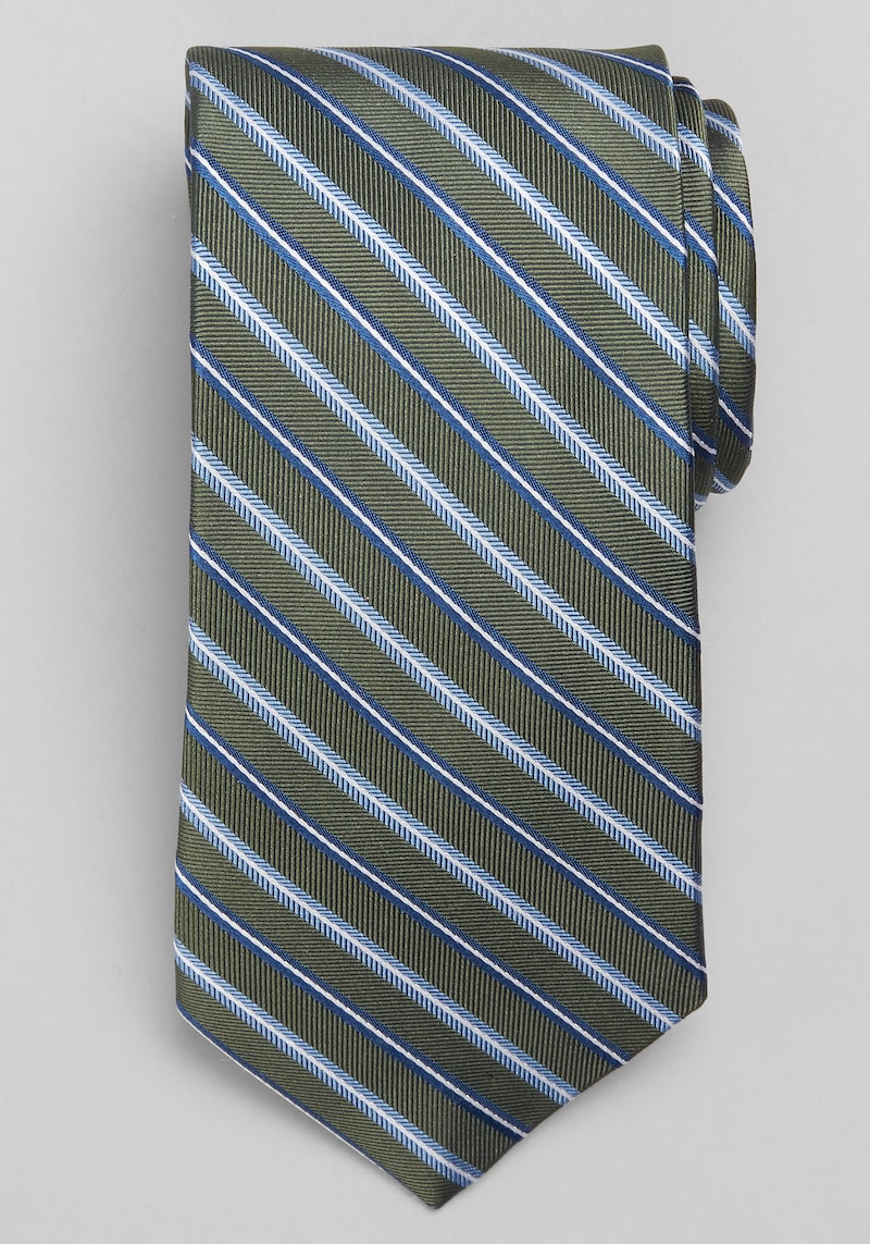 Men's Traveler Collection Chevron Satin Stripe Tie at Jos. A. Bank, Green/Olive, Size One