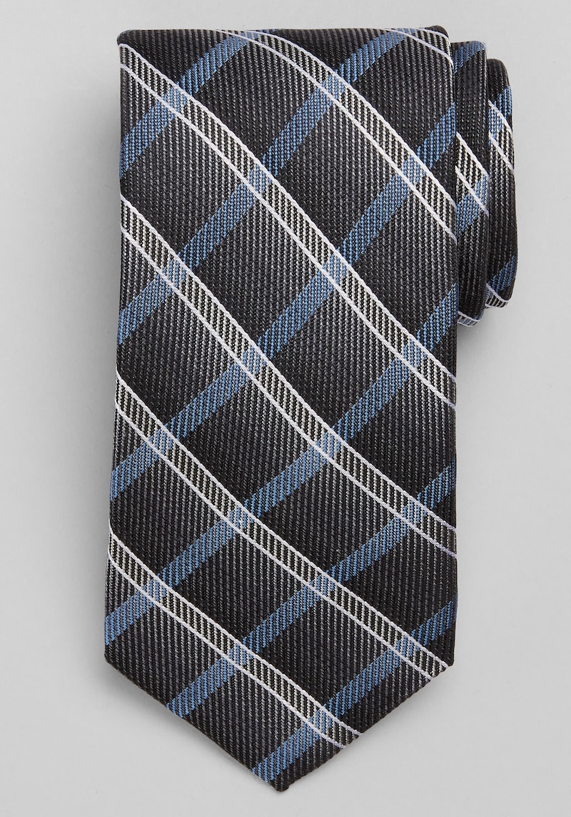 Men's Traveler Collection Ombre Plaid Tie at Jos. A. Bank, Charcoal/Grey, Size One