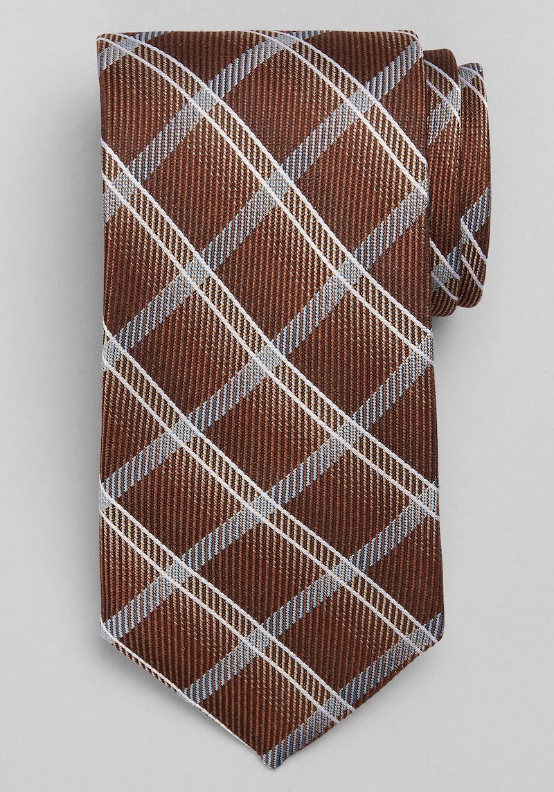 Men's Traveler Collection Ombre Plaid Tie at Jos. A. Bank, Brown, Size One