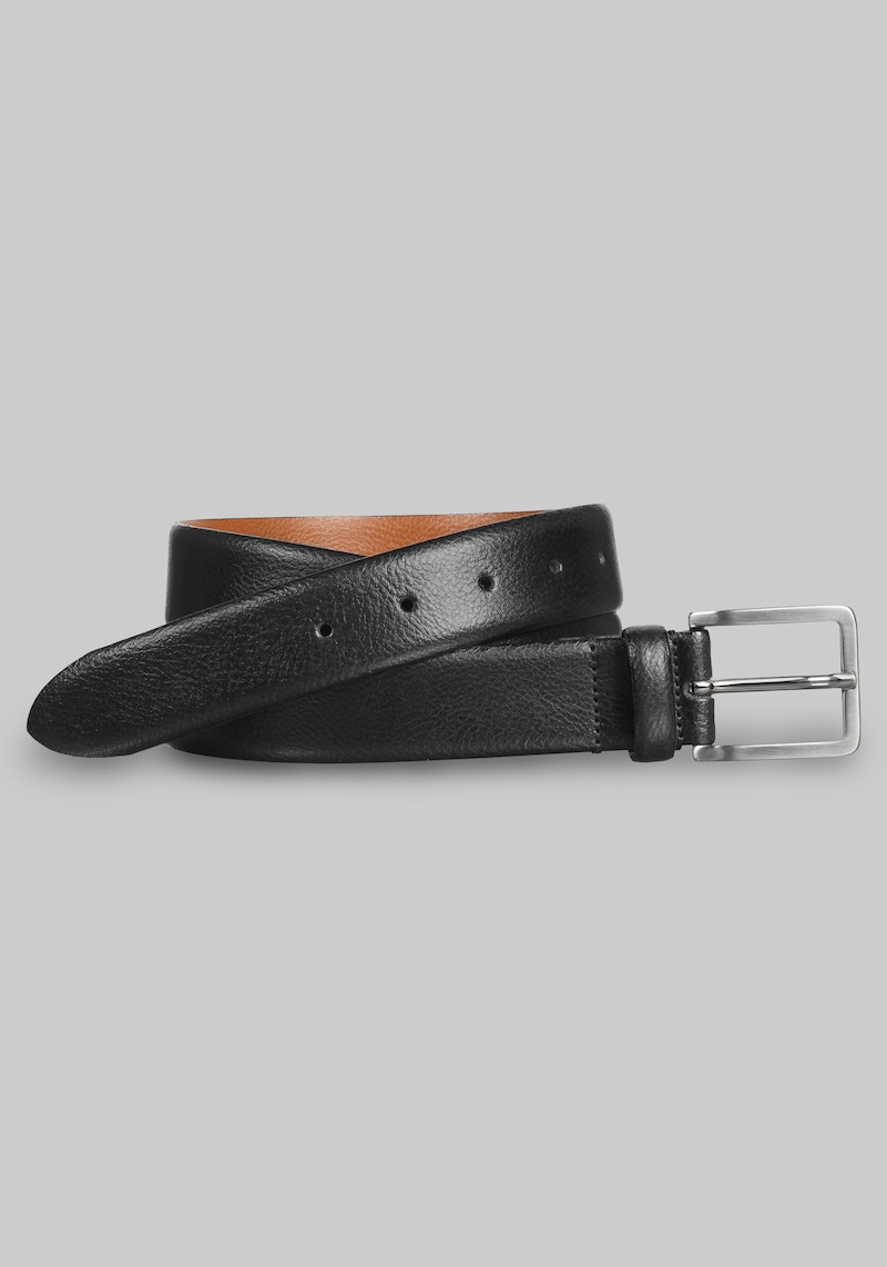 Men's Big & Tall Johnston & Murphy Feather-Edge Italian Leather Belt at Jos. A. Bank, Black, Size 44