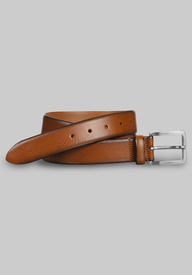 Men's Big & Tall Johnston & Murphy Feather-Edge Italian Leather Belt at Jos. A. Bank, Tan, Size 44