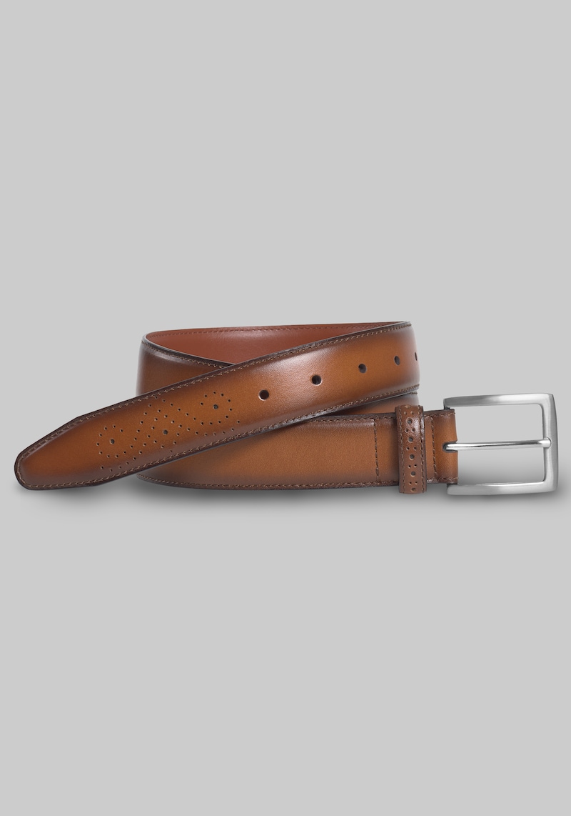 Men's Big & Tall Johnston & Murphy Burnished Edge Leather Belt at Jos. A. Bank, Tan, Size 44
