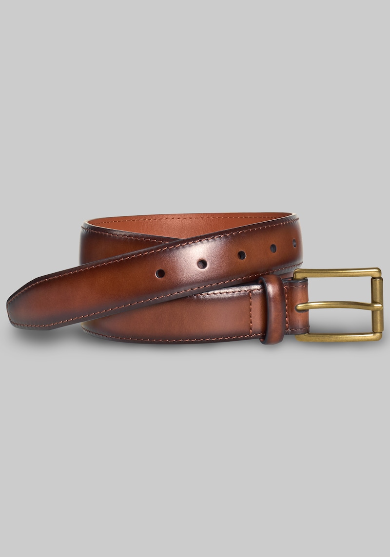 Men's Big & Tall Johnston & Murphy Shadow Edged Leather Belt at Jos. A. Bank, Brown, Size 44