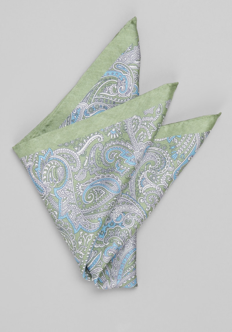 Men's Jos. A. Bank Paradise Paisley Pocket Square at Jos. A. Bank, Green, Size One