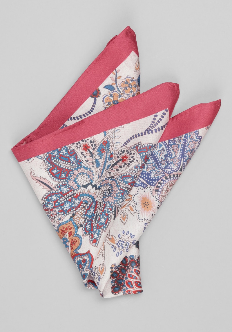 Men's Jos. A. Bank Floral Pocket Square at Jos. A. Bank, Burgundy, Size One