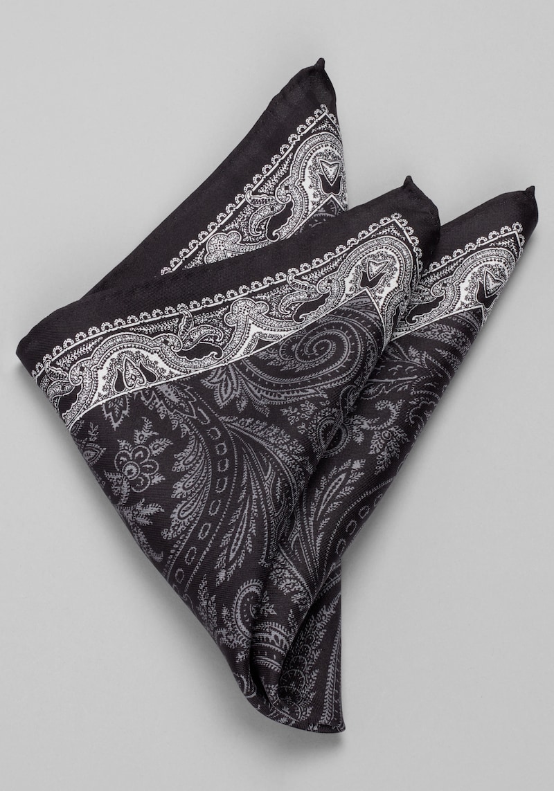 Men's Jos. A. Bank Paisley Pocket Square at Jos. A. Bank, Black
