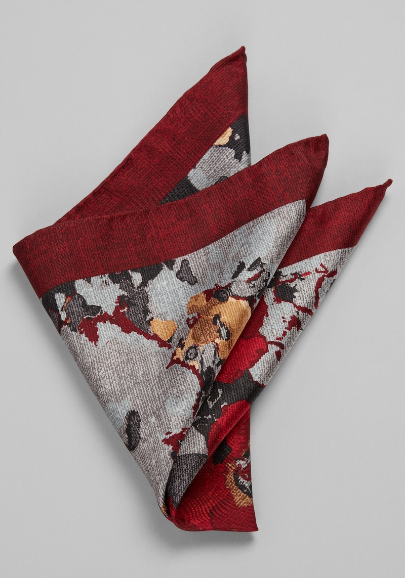 Men's Jos. A. Bank Blurred Floral Pocket Square at Jos. A. Bank, Burgundy, 
