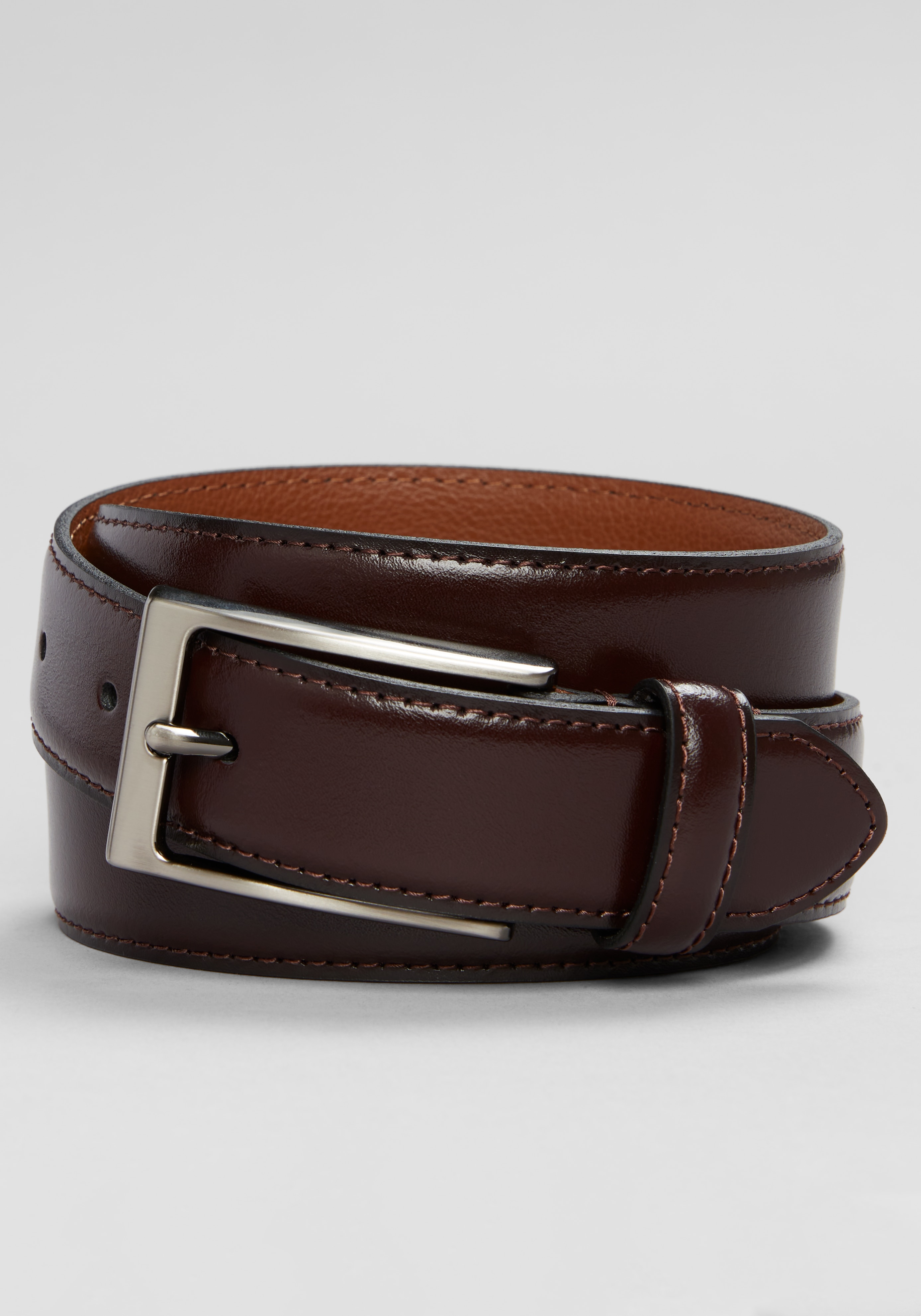 Jos A. Bank Burnished Edge Casual Belt , Burgundy