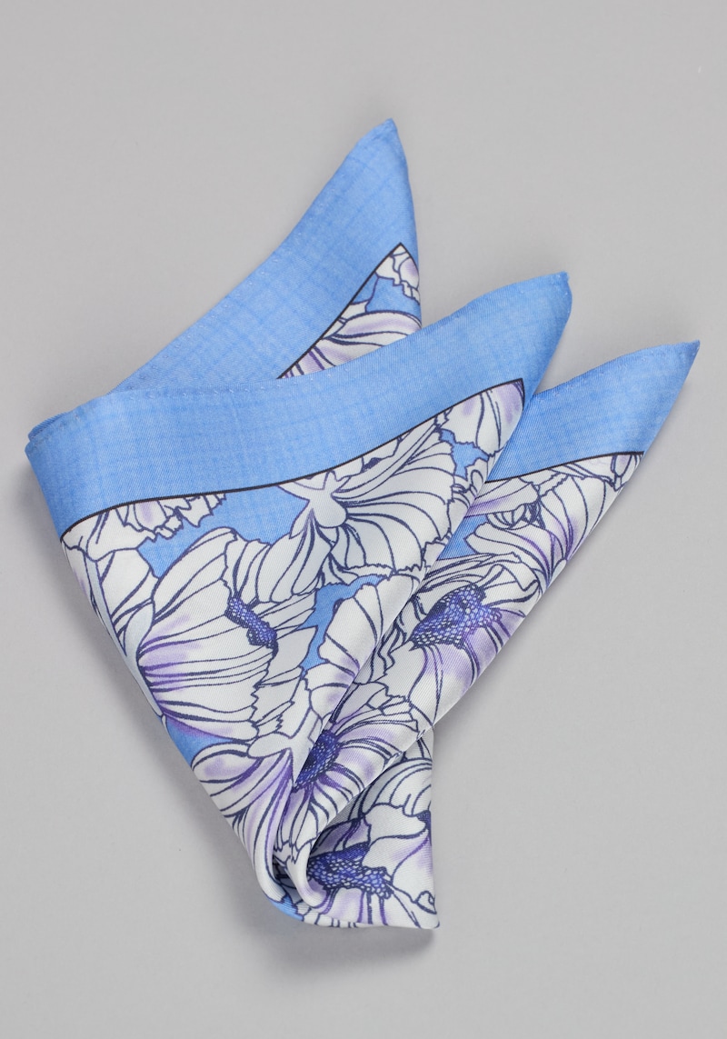 Men's Jos. A. Bank Oversized Floral Pocket Square at Jos. A. Bank, Light Blue, Size One