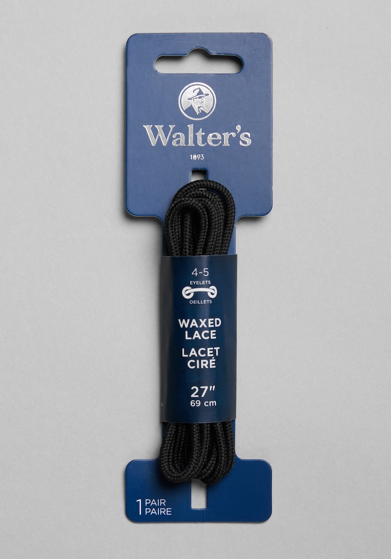 Men's Walter's 27-Inch Wax Dress Laces, Black, Black, Misc