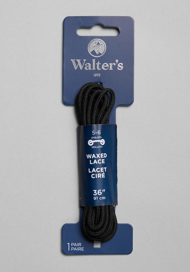 Men's Walter's 36-Inch Wax Dress Laces, Black, Black, Misc