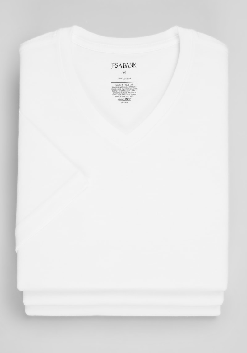 Men's Jos. A. Bank V-Neck Tees, 3-Pack at Jos. A. Bank, Cream/White