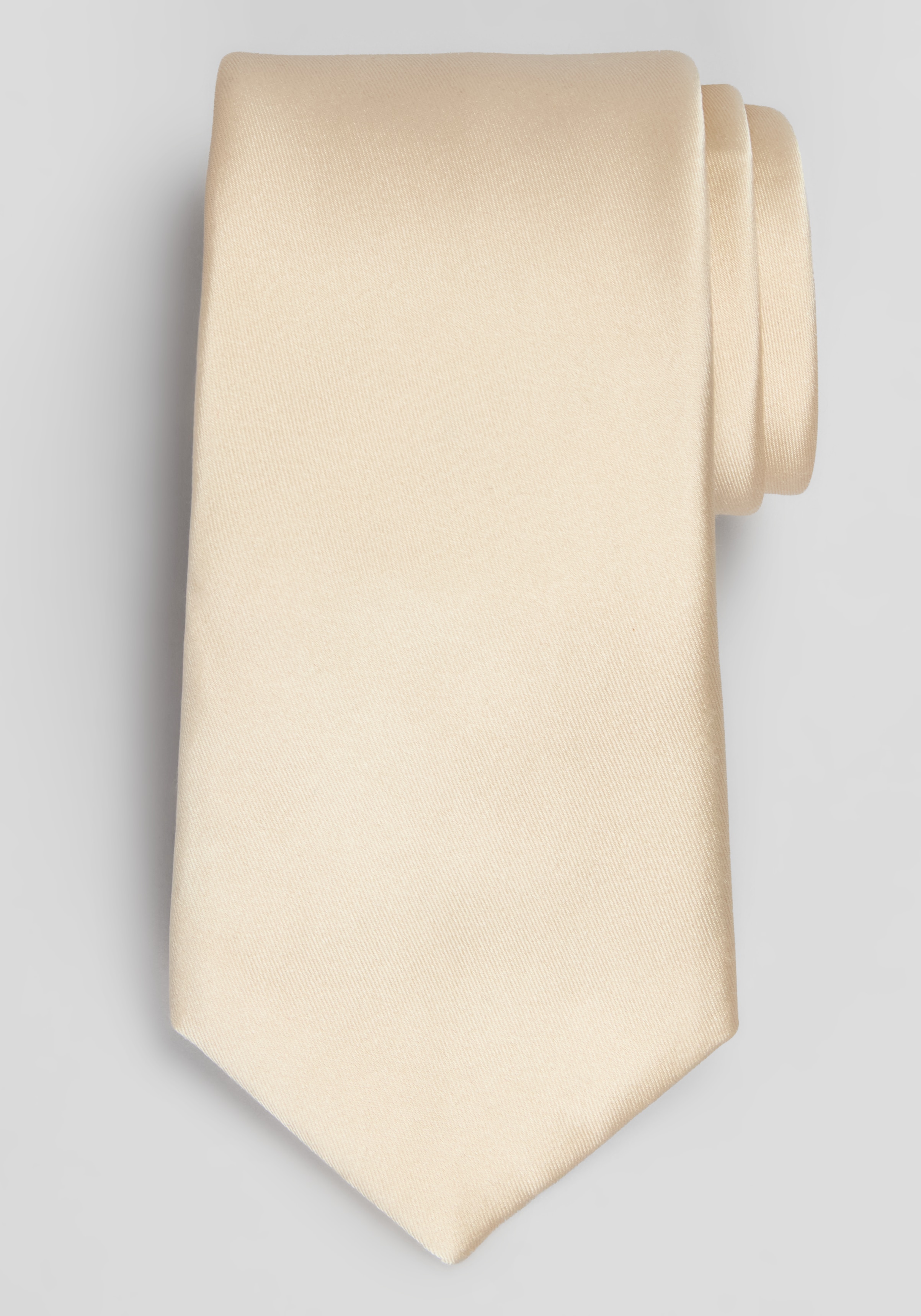 Reserve Collection Solid Heavy Weft Satin Tie , Cream/Ivory/White