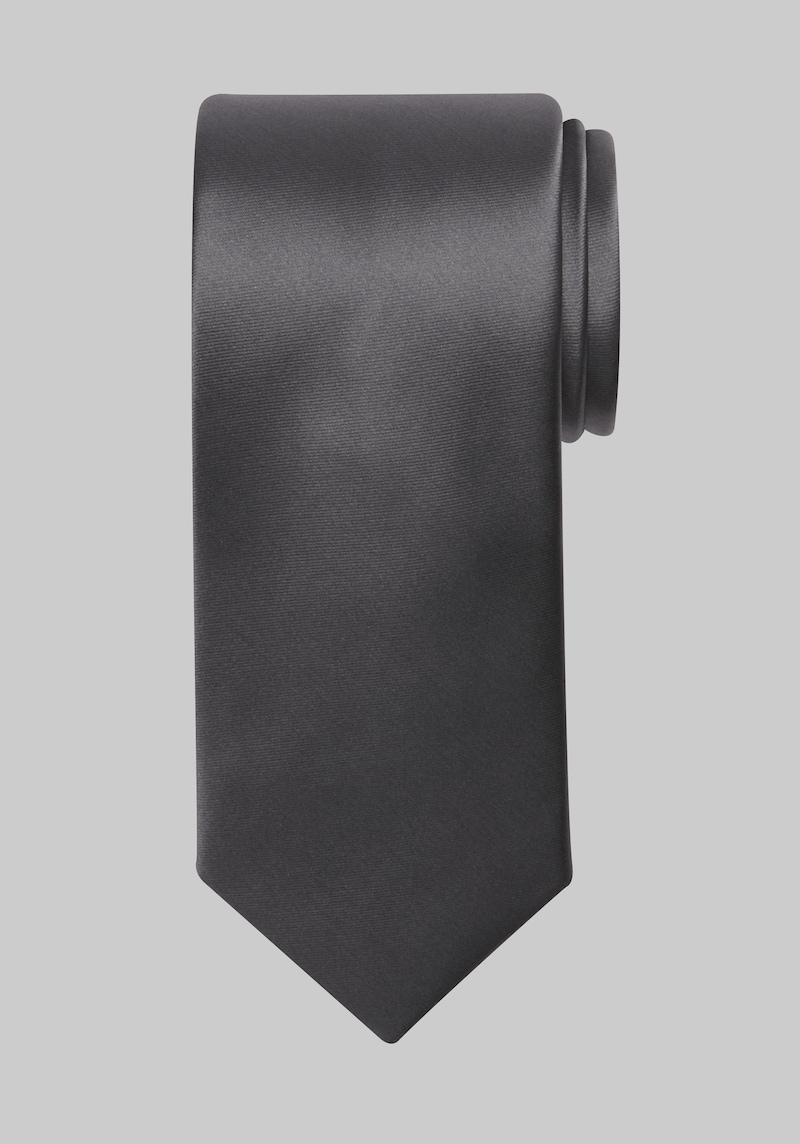 Men's Solid Tie, Dark Grey, One Size