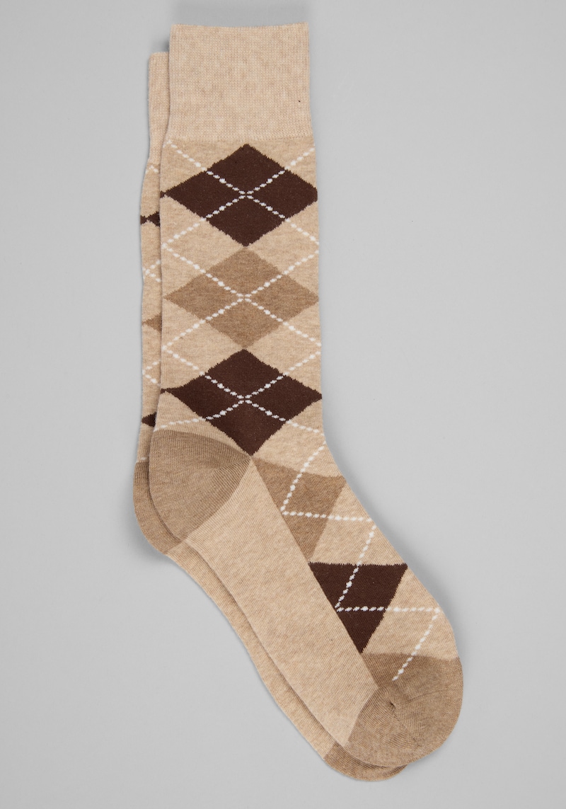 Men's Jos. A. Bank Argyle Socks, 1-Pair at Jos. A. Bank, Oatmeal Heather/Tan, 