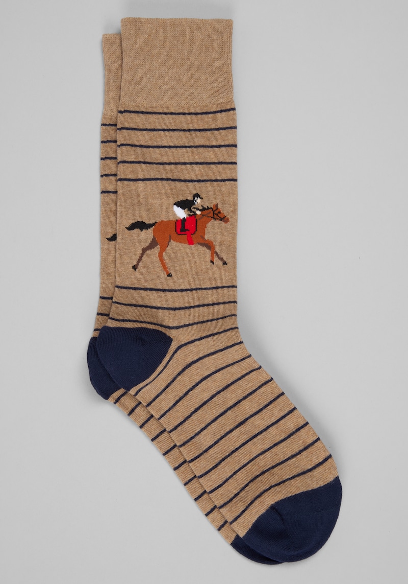 Men's Jos. A. Bank Stripe Derby Socks at Jos. A. Bank, Oatmeal Heather/Tan, 