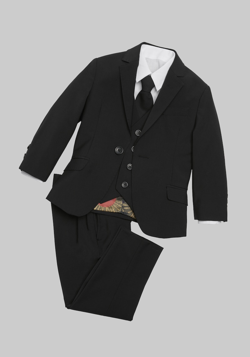 JoS. A. Bank Men's Cleo By Peanut Butter Collection Slim Fit Luxor 5-Piece Suit Set, Black, 12-18 Months