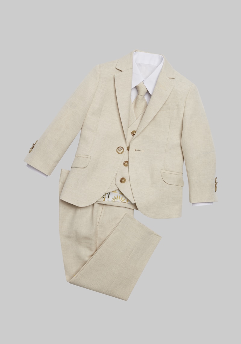 Men's Cleo By Peanut Butter Collection Oasis Linen Blend 5-Piece Suit, Tan, 12-18 Months