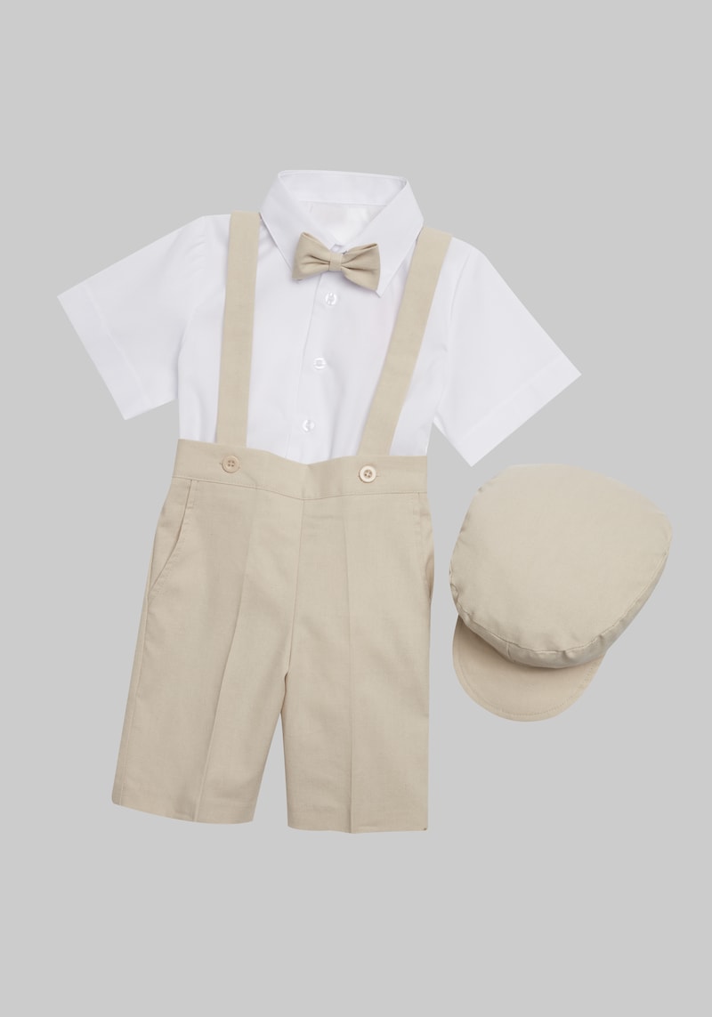 JoS. A. Bank Men's Peanut Butter Collection Slim Fit Eton 5-Piece Shorts Suit Set, Tan, 12-18 Months