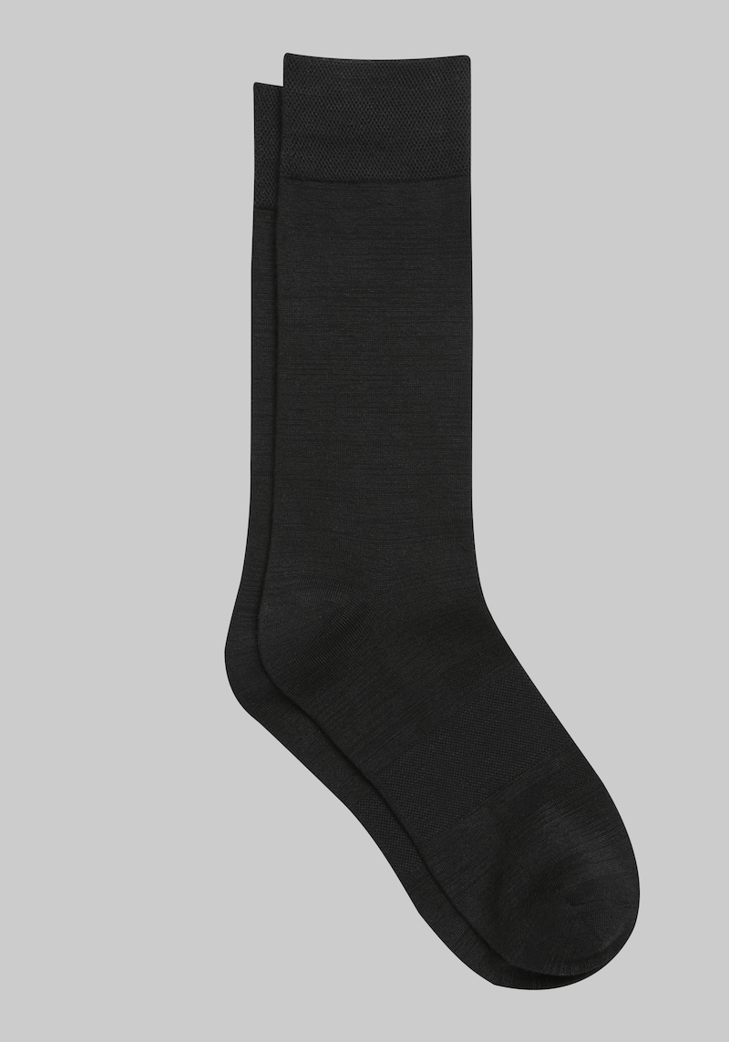 JoS. A. Bank Men's Solid Performance Dress Socks, Black, Mid Calf