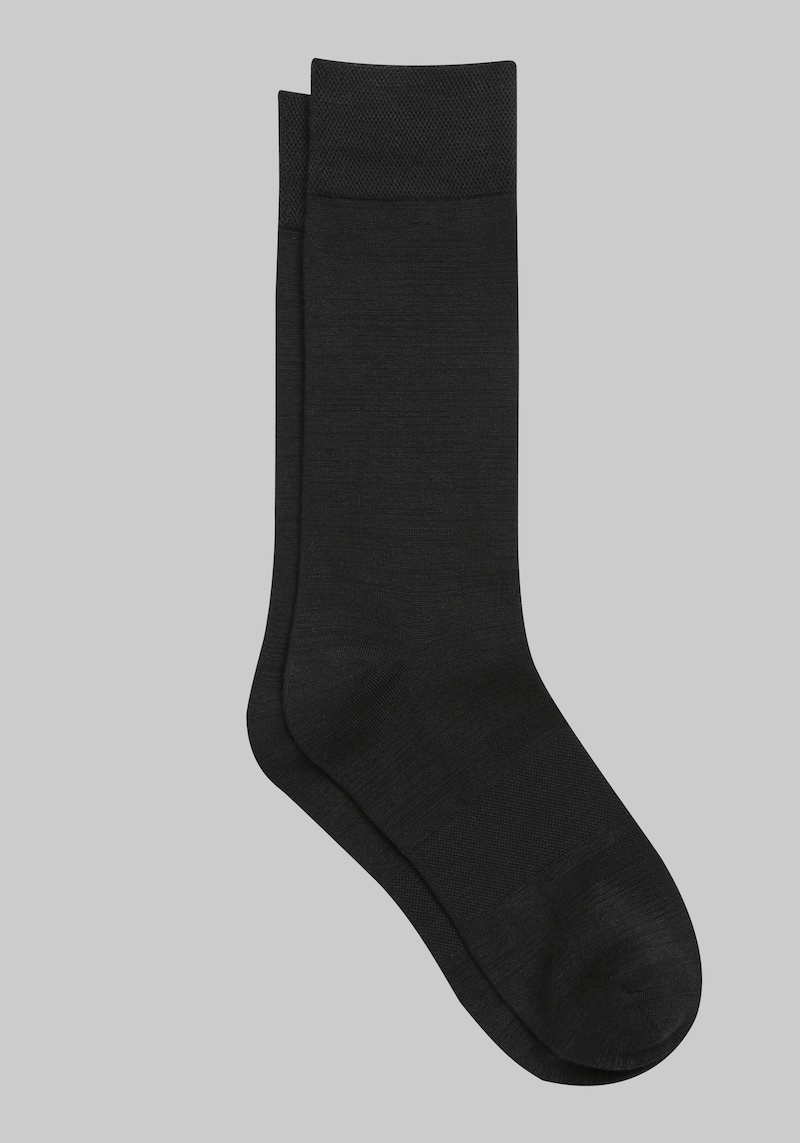 Men's Solid Performance Dress Socks, Black, Mid Calf