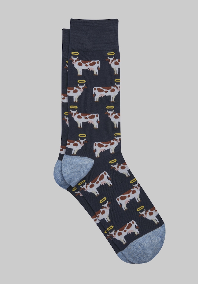 Men's Holy Cow Socks, Navy, Mid Calf