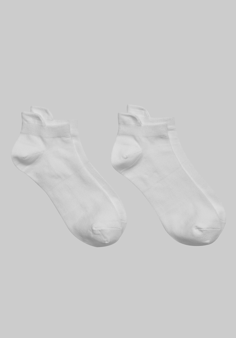 JoS. A. Bank Men's Low Cut Compression Socks, 2-Pack, White, Ankle