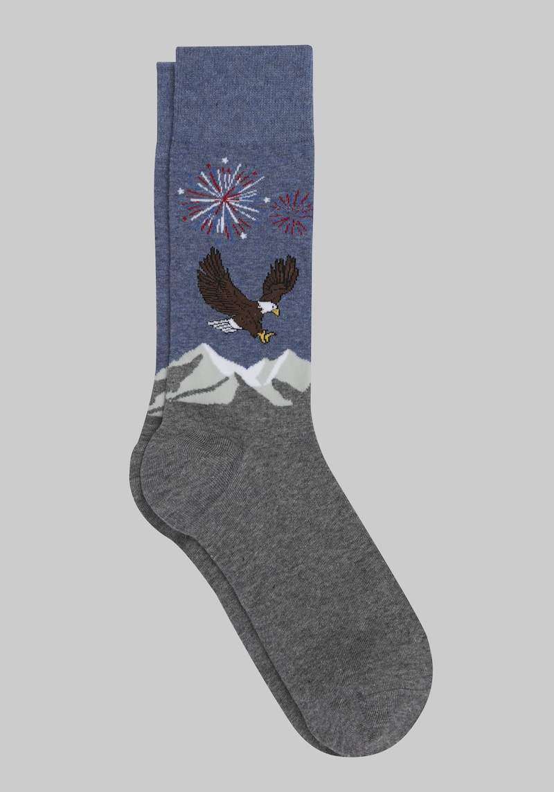 Men's Eagle & Fireworks Socks, Navy Heather, Mid Calf