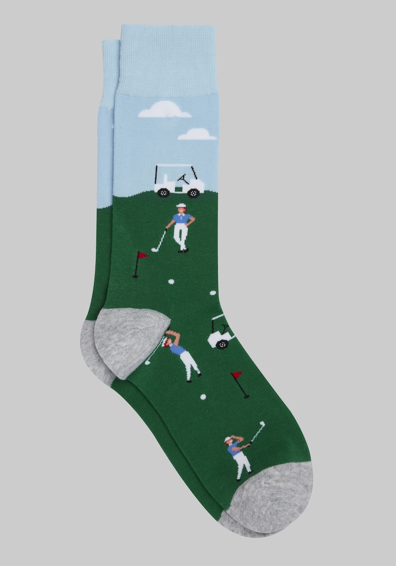 Men's Golf Course Socks, Green, Mid Calf