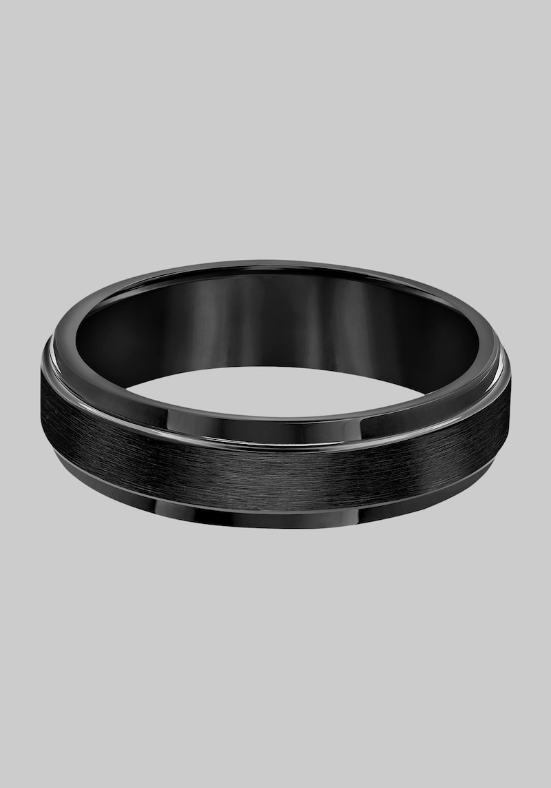 Men's GTX 6mm Step Edge Satin Finish Center Tungsten Carbide Band at Jos. A. Bank, Black, RNG