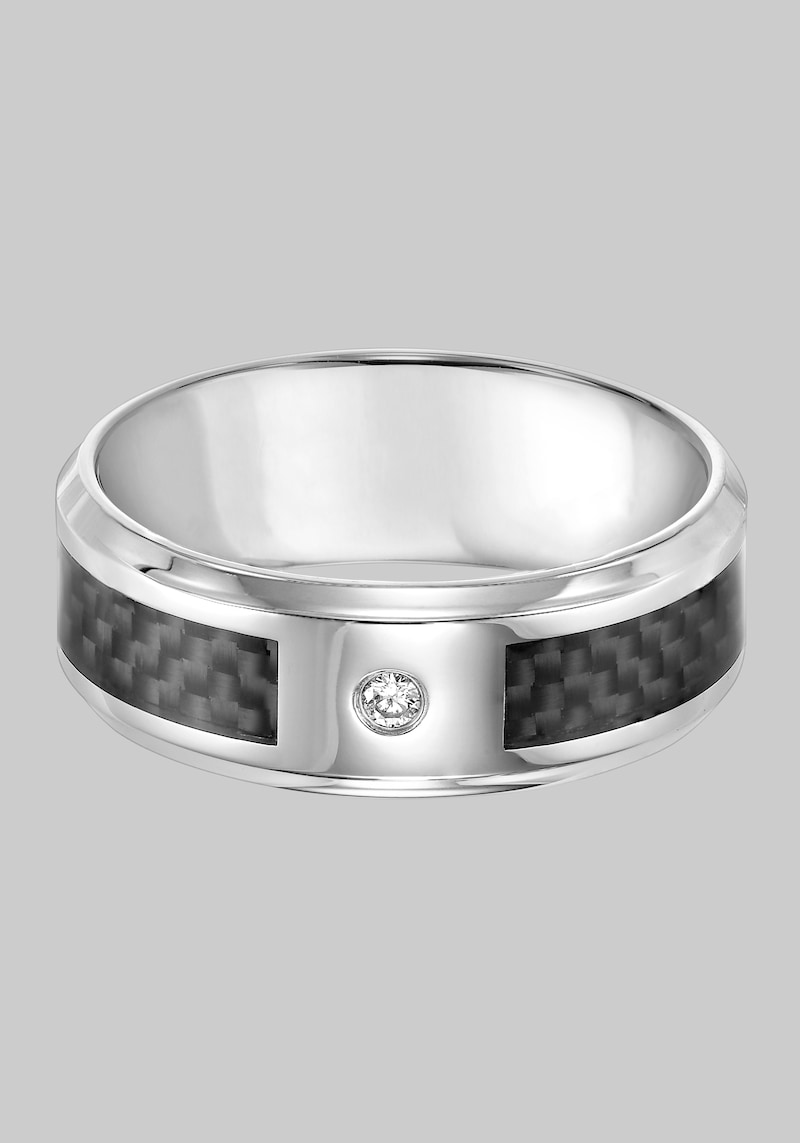 Men's GTX 8mm Diamond Accent Stainless Steel and Carbon Band at Jos. A. Bank, Metal Silver/Metals, RNG